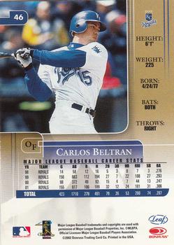 2002 Leaf Rookies & Stars #46 Carlos Beltran Back