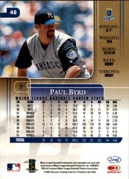 2002 Leaf Rookies & Stars #48 Paul Byrd Back