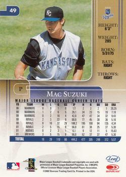 2002 Leaf Rookies & Stars #49 Mac Suzuki Back