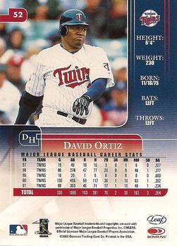 2002 Leaf Rookies & Stars #52 David Ortiz Back