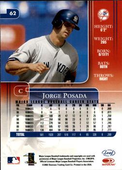 2002 Leaf Rookies & Stars #62 Jorge Posada Back