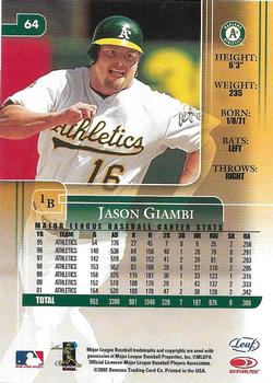 2002 Leaf Rookies & Stars #64 Jason Giambi Back