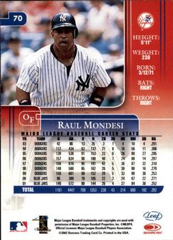 2002 Leaf Rookies & Stars #70 Raul Mondesi Back