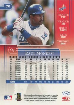 2002 Leaf Rookies & Stars #70 Raul Mondesi Back