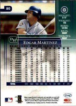 2002 Leaf Rookies & Stars #80 Edgar Martinez Back