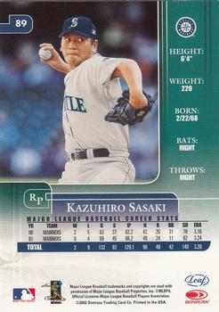 2002 Leaf Rookies & Stars #89 Kazuhiro Sasaki Back