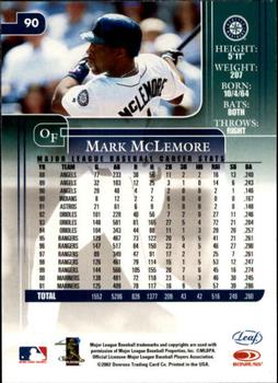 2002 Leaf Rookies & Stars #90 Mark McLemore Back