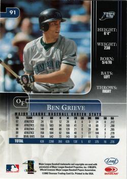 2002 Leaf Rookies & Stars #91 Ben Grieve Back