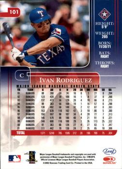 2002 Leaf Rookies & Stars #101 Ivan Rodriguez Back