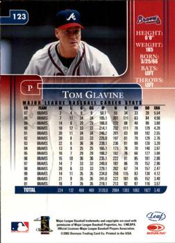 2002 Leaf Rookies & Stars #123 Tom Glavine Back