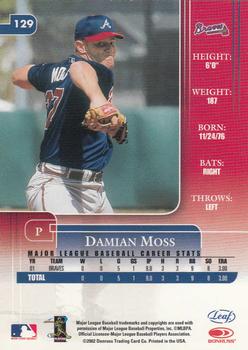2002 Leaf Rookies & Stars #129 Damian Moss Back