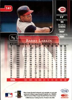 2002 Leaf Rookies & Stars #141 Barry Larkin Back