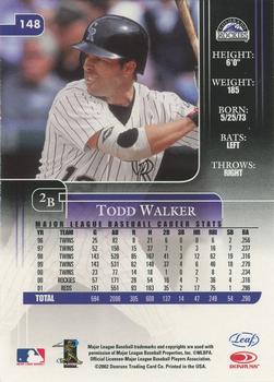 2002 Leaf Rookies & Stars #148 Todd Walker Back