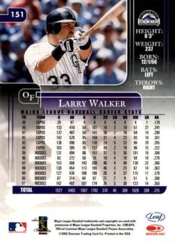 2002 Leaf Rookies & Stars #151 Larry Walker Back