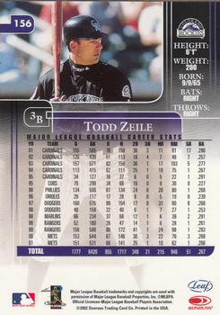 2002 Leaf Rookies & Stars #156 Todd Zeile Back
