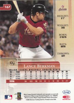 2002 Leaf Rookies & Stars #167 Lance Berkman Back