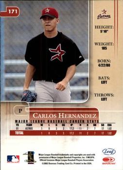 2002 Leaf Rookies & Stars #171 Carlos Hernandez Back