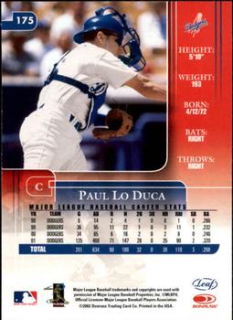 2002 Leaf Rookies & Stars #175 Paul Lo Duca Back