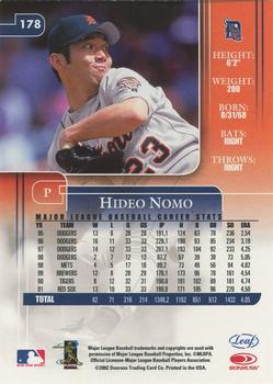 2002 Leaf Rookies & Stars #178 Hideo Nomo Back