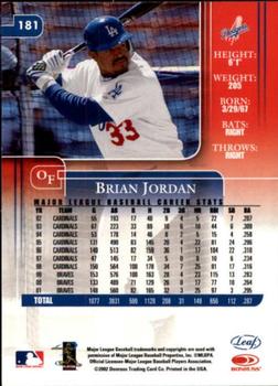 2002 Leaf Rookies & Stars #181 Brian Jordan Back