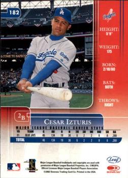 2002 Leaf Rookies & Stars #182 Cesar Izturis Back