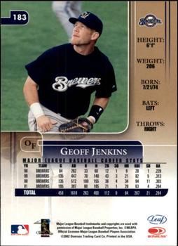 2002 Leaf Rookies & Stars #183 Geoff Jenkins Back