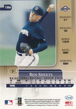 2002 Leaf Rookies & Stars #186 Ben Sheets Back