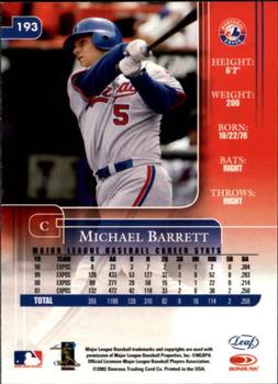 2002 Leaf Rookies & Stars #193 Michael Barrett Back