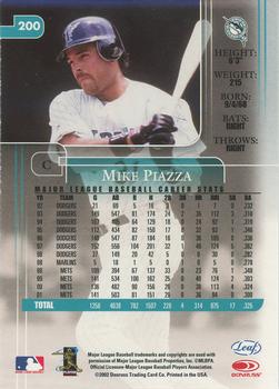 2002 Leaf Rookies & Stars #200 Mike Piazza Back