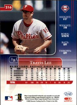 2002 Leaf Rookies & Stars #216 Travis Lee Back