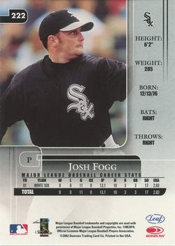 2002 Leaf Rookies & Stars #222 Josh Fogg Back