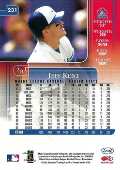 2002 Leaf Rookies & Stars #231a Jeff Kent Back