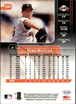 2002 Leaf Rookies & Stars #235 Kirk Rueter Back
