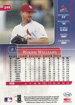 2002 Leaf Rookies & Stars #249 Woody Williams Back