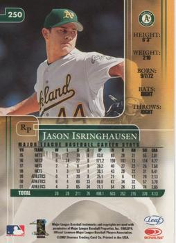 2002 Leaf Rookies & Stars #250 Jason Isringhausen Back