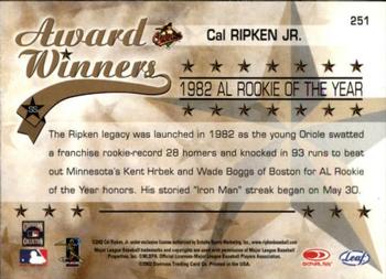 2002 Leaf Rookies & Stars #251 Cal Ripken Jr. Back
