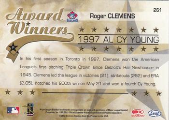 2002 Leaf Rookies & Stars #261 Roger Clemens Back