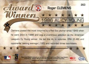 2002 Leaf Rookies & Stars #263 Roger Clemens Back