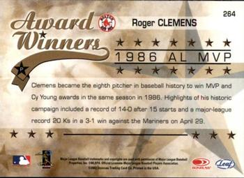 2002 Leaf Rookies & Stars #264 Roger Clemens Back