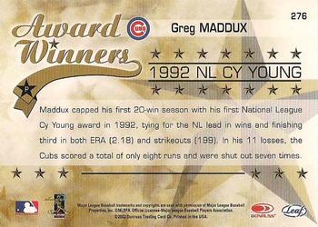2002 Leaf Rookies & Stars #276 Greg Maddux Back
