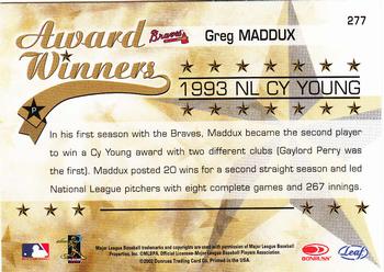 2002 Leaf Rookies & Stars #277 Greg Maddux Back