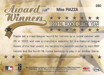 2002 Leaf Rookies & Stars #280 Mike Piazza Back