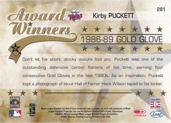 2002 Leaf Rookies & Stars #281 Kirby Puckett Back