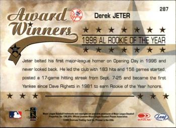 2002 Leaf Rookies & Stars #287 Derek Jeter Back