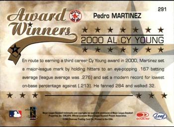 2002 Leaf Rookies & Stars #291 Pedro Martinez Back