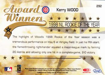 2002 Leaf Rookies & Stars #292 Kerry Wood Back