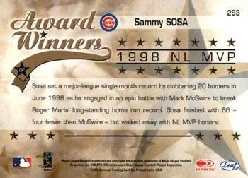 2002 Leaf Rookies & Stars #293 Sammy Sosa Back