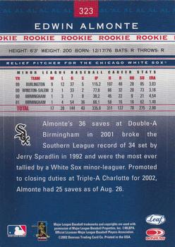 2002 Leaf Rookies & Stars #323 Edwin Almonte Back