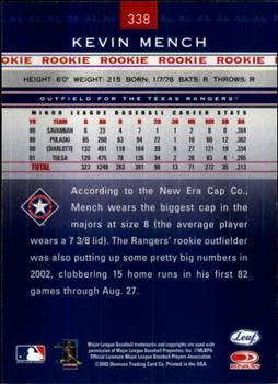 2002 Leaf Rookies & Stars #338 Kevin Mench Back