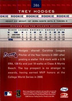 2002 Leaf Rookies & Stars #386 Trey Hodges Back